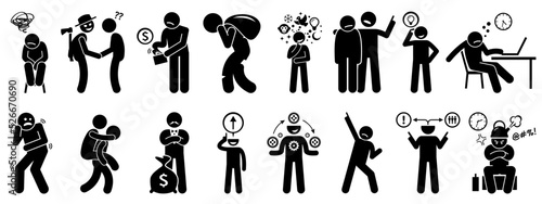 Man icon collection . people action pictogram set. flat vector illustration 