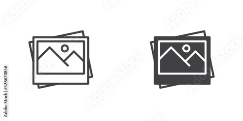 Photo gallery icon, line and glyph version