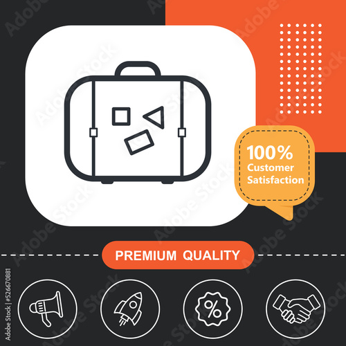 Baggage icon. With orange and black background