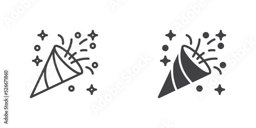 Confetti popper icon, line and glyph version