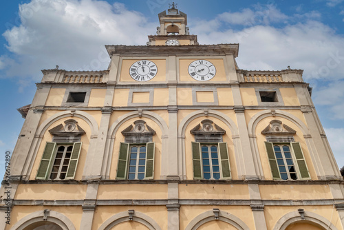 The facade of the ancient Palazzo del Podestà in the historic center of Città di Castello, Perugia, Italy