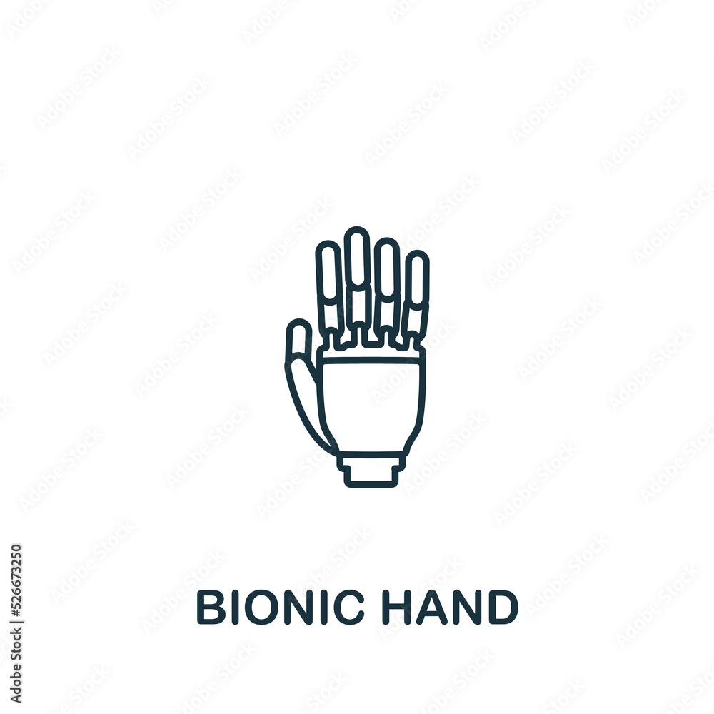 Bionic Hand icon. Line simple icon for templates, web design and infographics Bionic Hand icon. Line simple icon for templates, web design and infographics