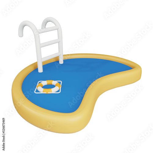 Swimming pool 3d rendering isometric icon.