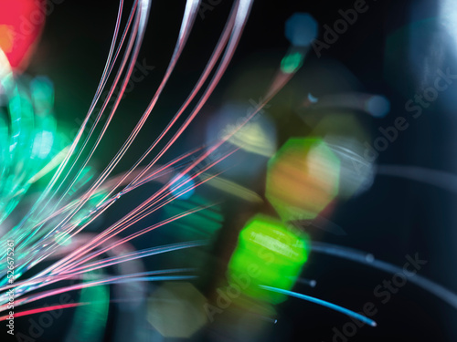 Close-up of fiber optic cables photo