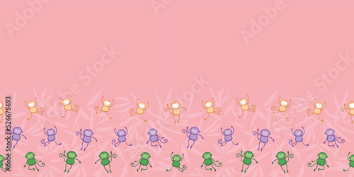 Monkey Leaves Seamless Pattern