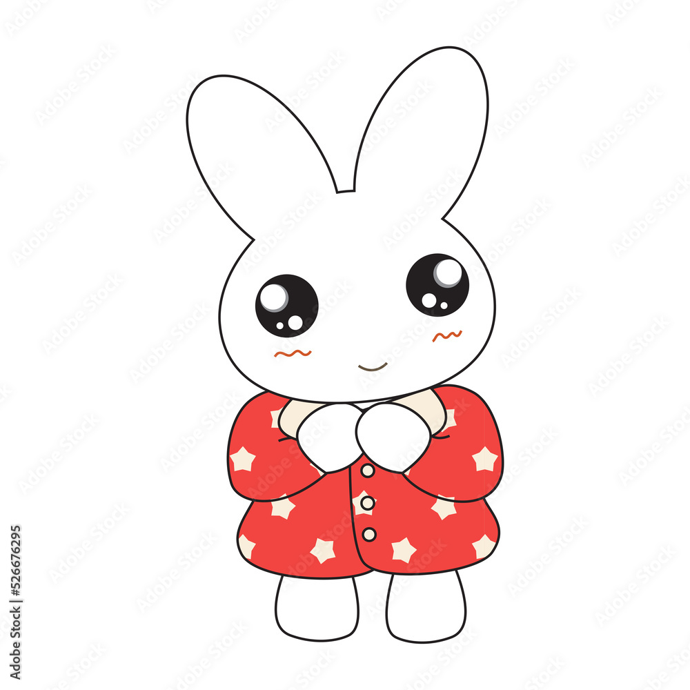 Cute cartoon bunny girl in a pretty pink dress. Cute cartoon bunny girl in a pretty pink dress.
