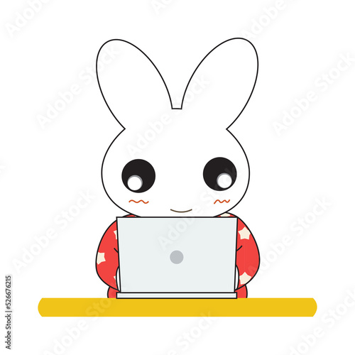 Cute cartoon bunny girl in ...
