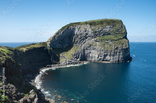 Portugal, Azores, Morro de Castelo Branco cliff on Faial Island photo