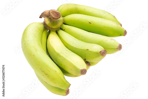 Green bananas on white background. No clipping path.