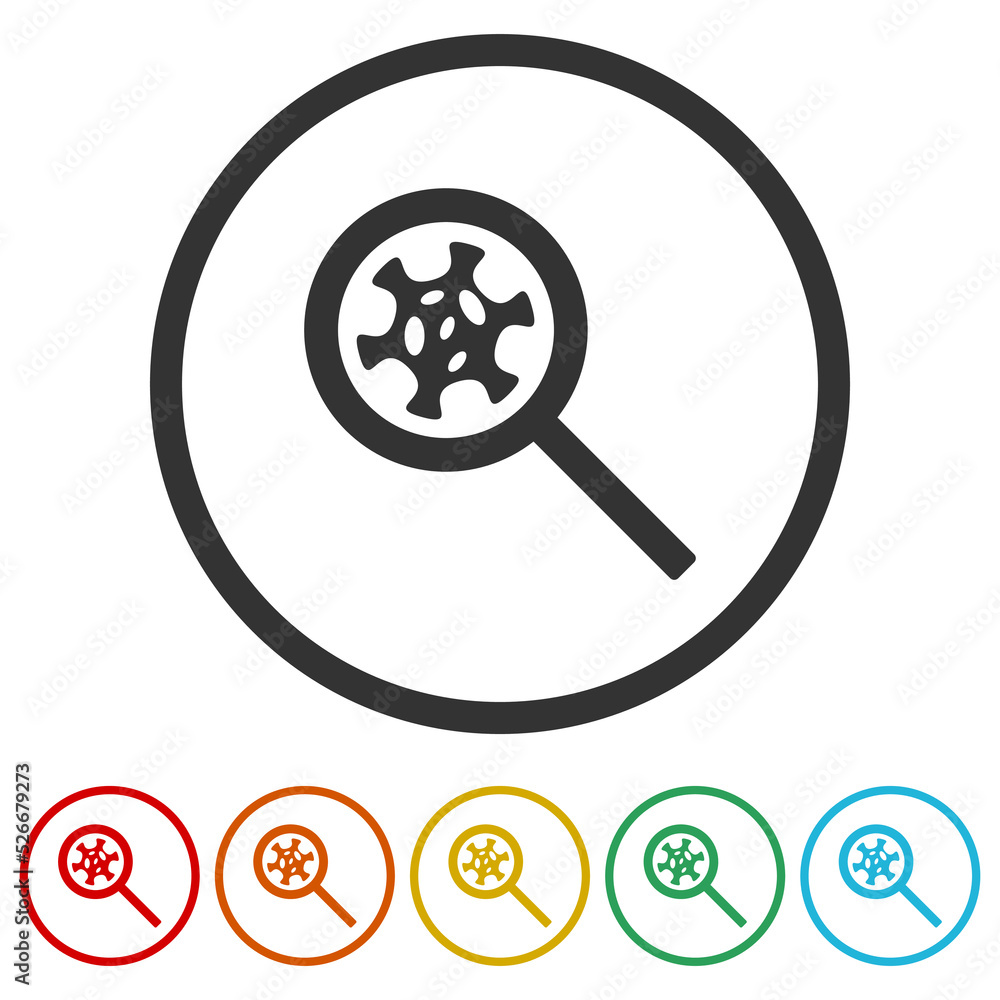 Bacteria, virus icon. Set icons in color circle buttons Bacteria, virus icon. Set icons in color circle buttons
