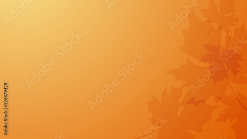 Abstract orange autumn season gradient background with leaves. 
