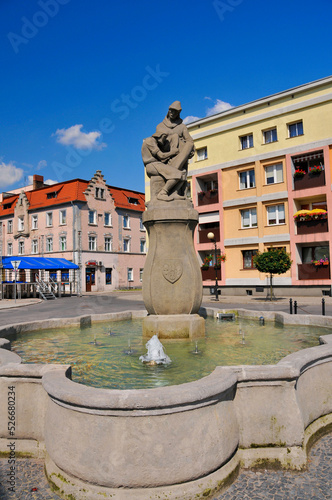 Fountain of Clothiers. Lwowek Slaski, Lower Silesian Voivodeship, Poland. photo