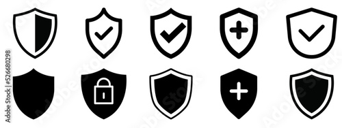 Shields Collection.security shield icons.Badge quality symbol, sign, logo, emblem.