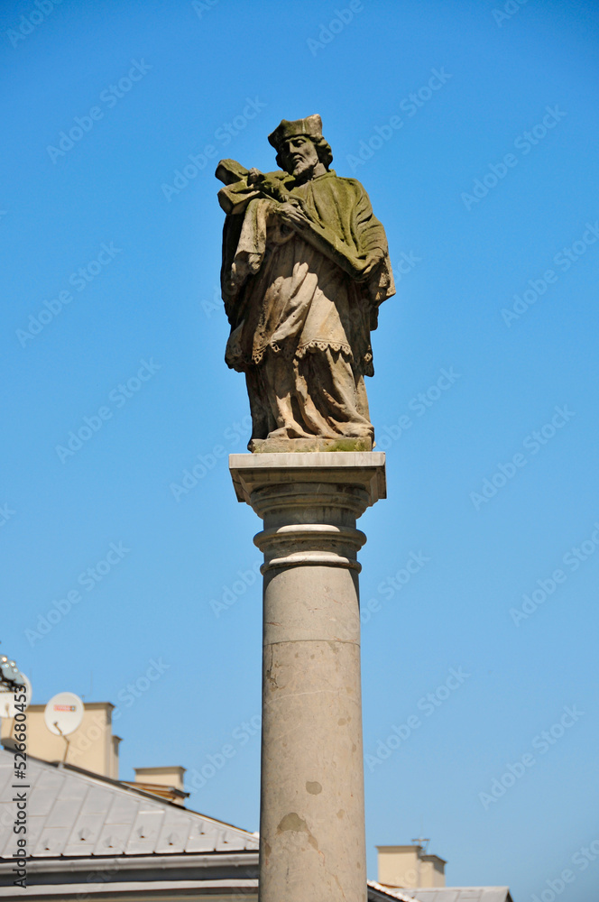 Statue of Saint John Nepomucen. Kielce swietokrzyskie Voivodeship, Poland.