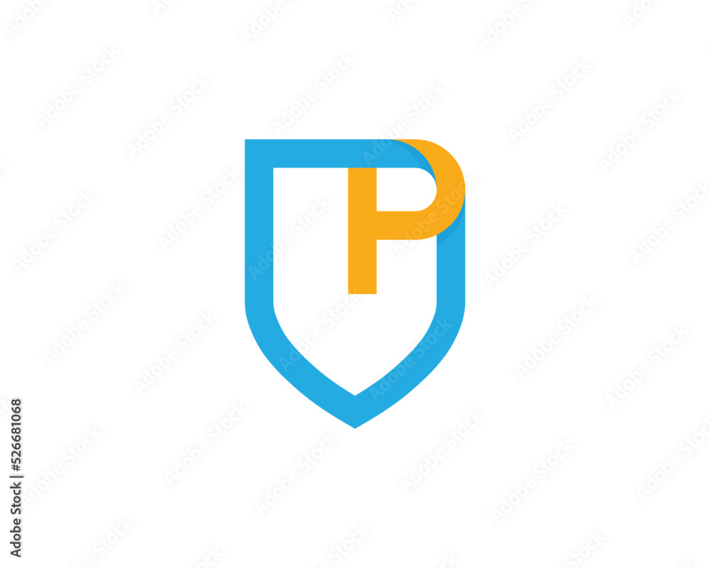 Initial Letter P Shield Logo Concept sign icon symbol Design Element Line Art Style. Security, Heraldic, Guard Logotype. Vector illustration template Initial Letter P Shield Logo Concept sign icon symbol Design Element Line Art Style. Security, Heraldic, Guard Logotype. Vector illustration template