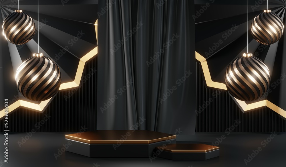 3D rendering of blank product background for cream cosmetics Modern black podium background 3D rendering of blank product background for cream cosmetics Modern black podium background