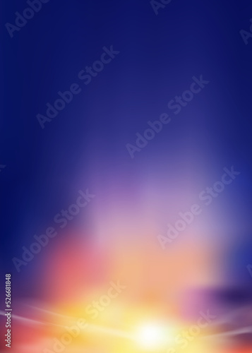 Sunset sky in evening with orange, yellow and purple colour,Vertical Dramatic dusk sky, Twilight landscape with dark blue,Vector illustration horizon banner of sunrise for Autumn, Winter background