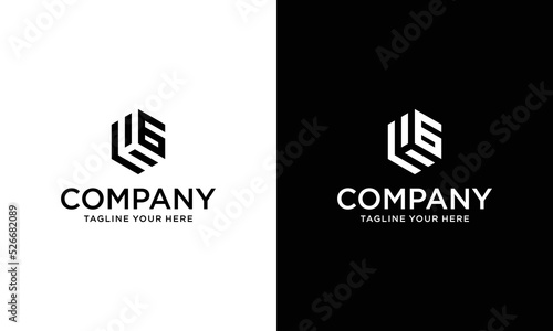 Modern HG logo design. hexagon geometric vector logotype on a black and white background.