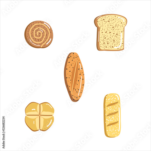 Illustration of a collection of bread variants