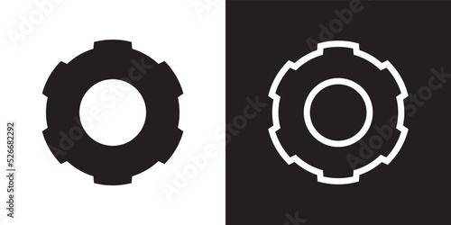 Futuristic gear outline and solid style icon design vector. Setting machine engineering system symbol illustration.	