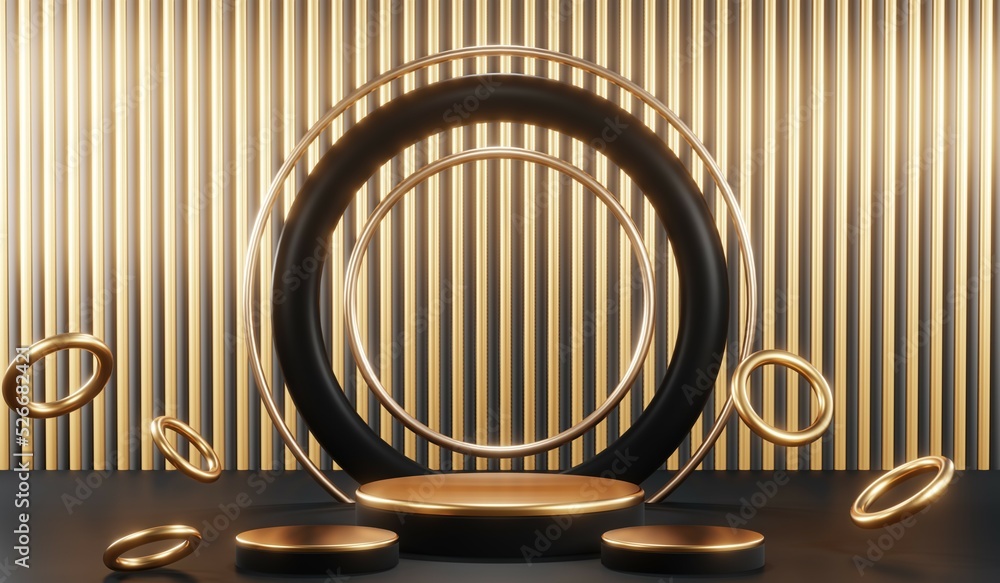 3D rendering of blank product background for cream cosmetics Modern black podium background 3D rendering of blank product background for cream cosmetics Modern black podium background