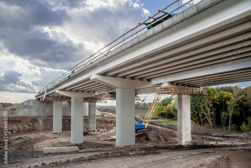 Concrete piers during bridge reconstruction.