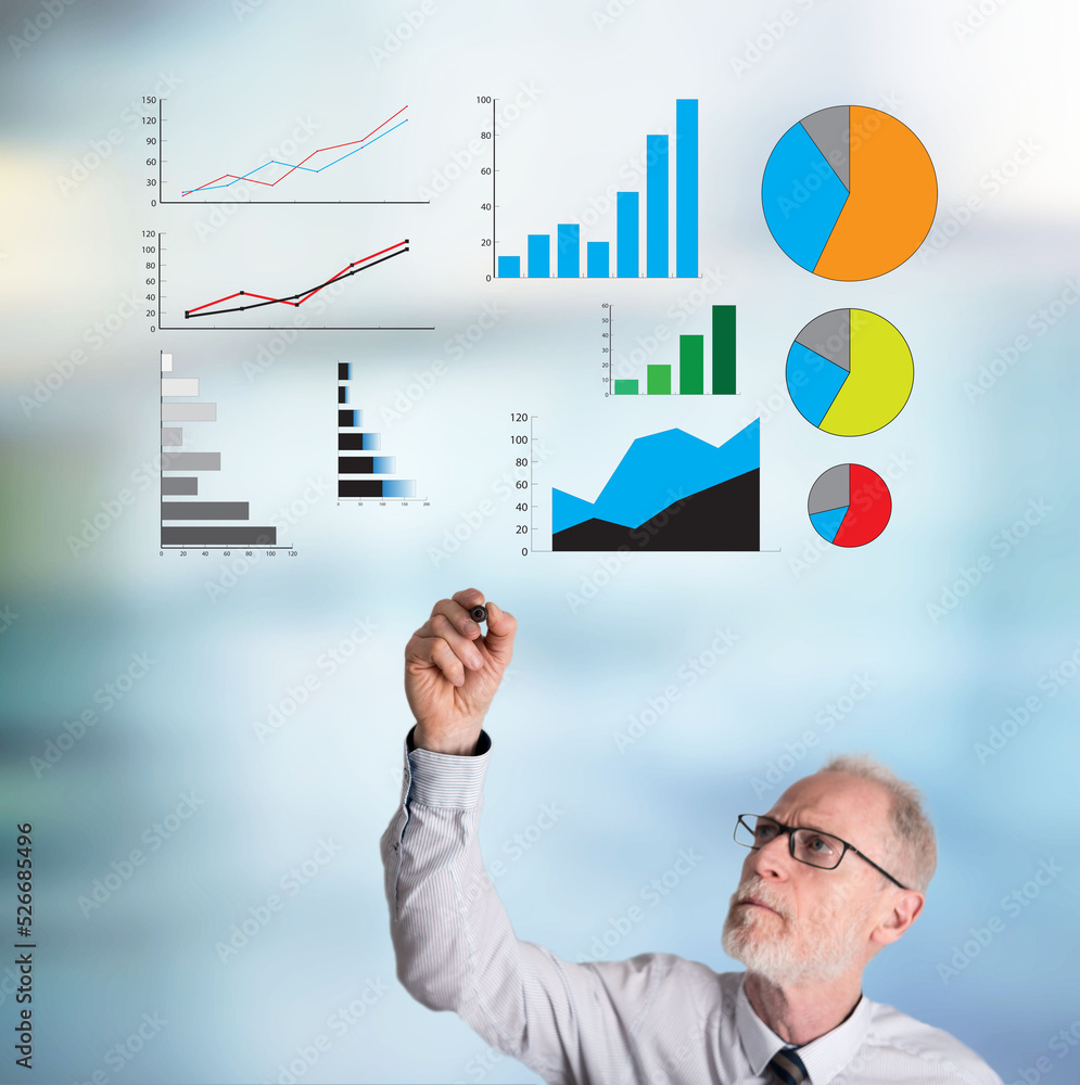 Businessman drawing graphical analysis concept Businessman drawing graphical analysis concept
