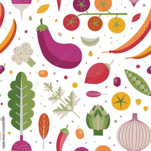 Fototapeta Naklejka Na Ścianę i Meble -  Fresh Veggies Healthy Vegetarian Eco Food Pattern