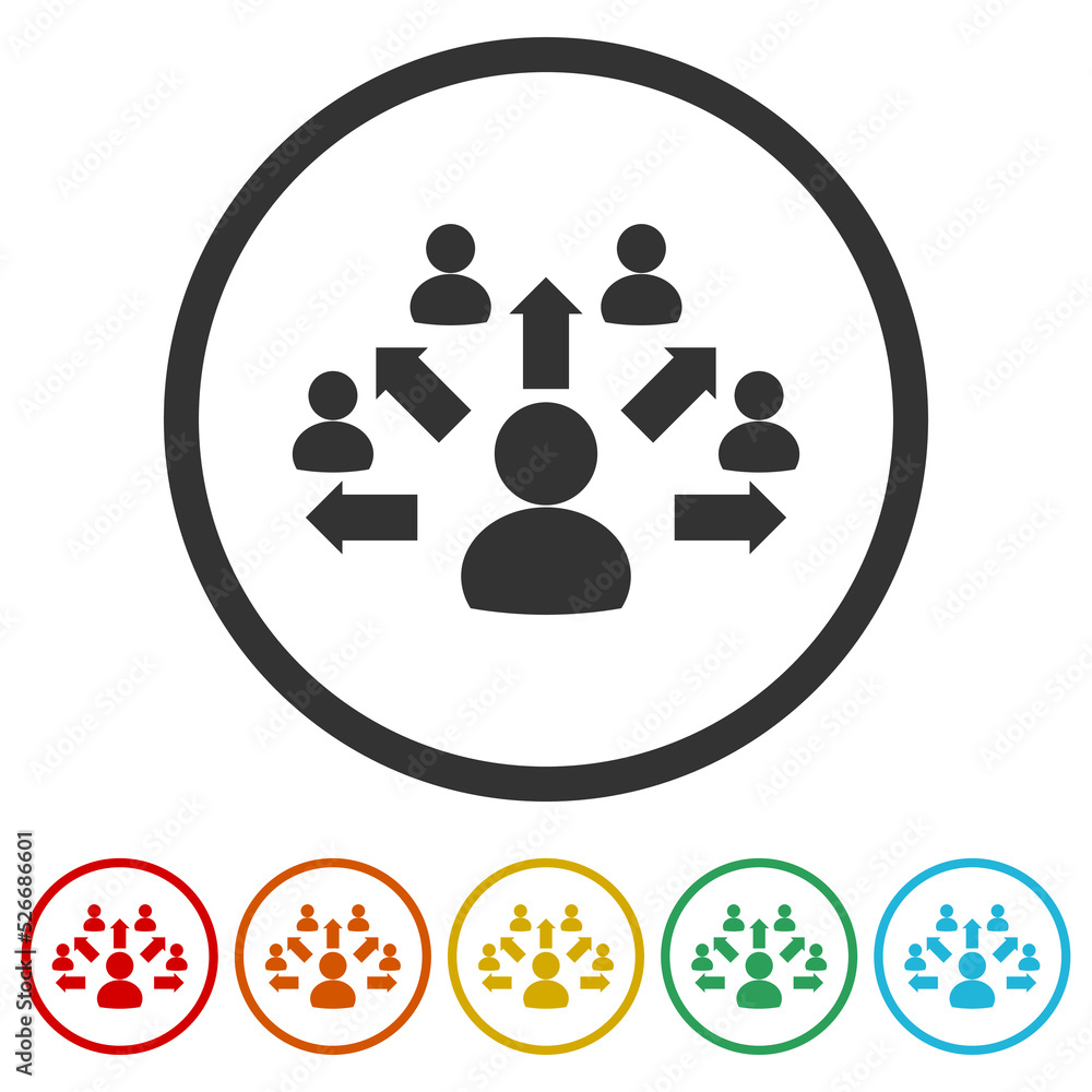 Contact Tracing Covid-19 concept. Set icons in color circle buttons