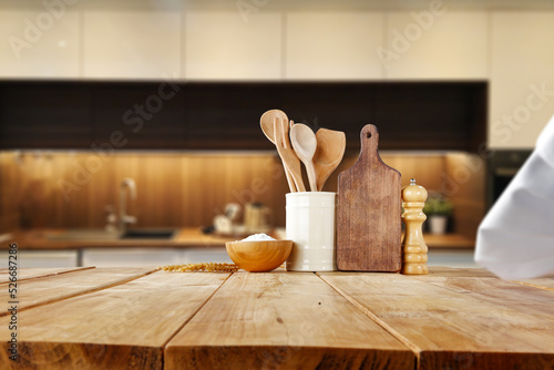 Φωτογραφία Desk of free space and kitchen interior.