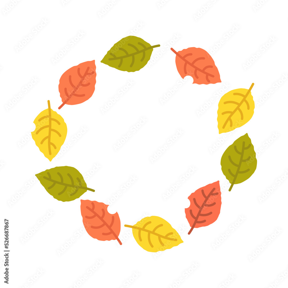 Obraz premium 落ち葉 丸フレーム