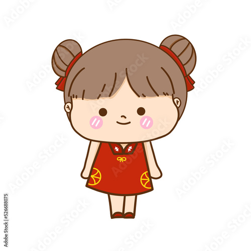 little Chinese girl with the red skirt