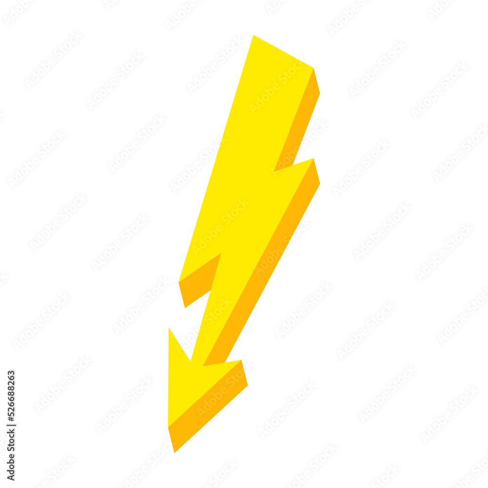 yellow lightning bolt flash and thunder icon cartoon style isolated on white background. yellow lightning bolt flash and thunder icon cartoon style isolated on white background.