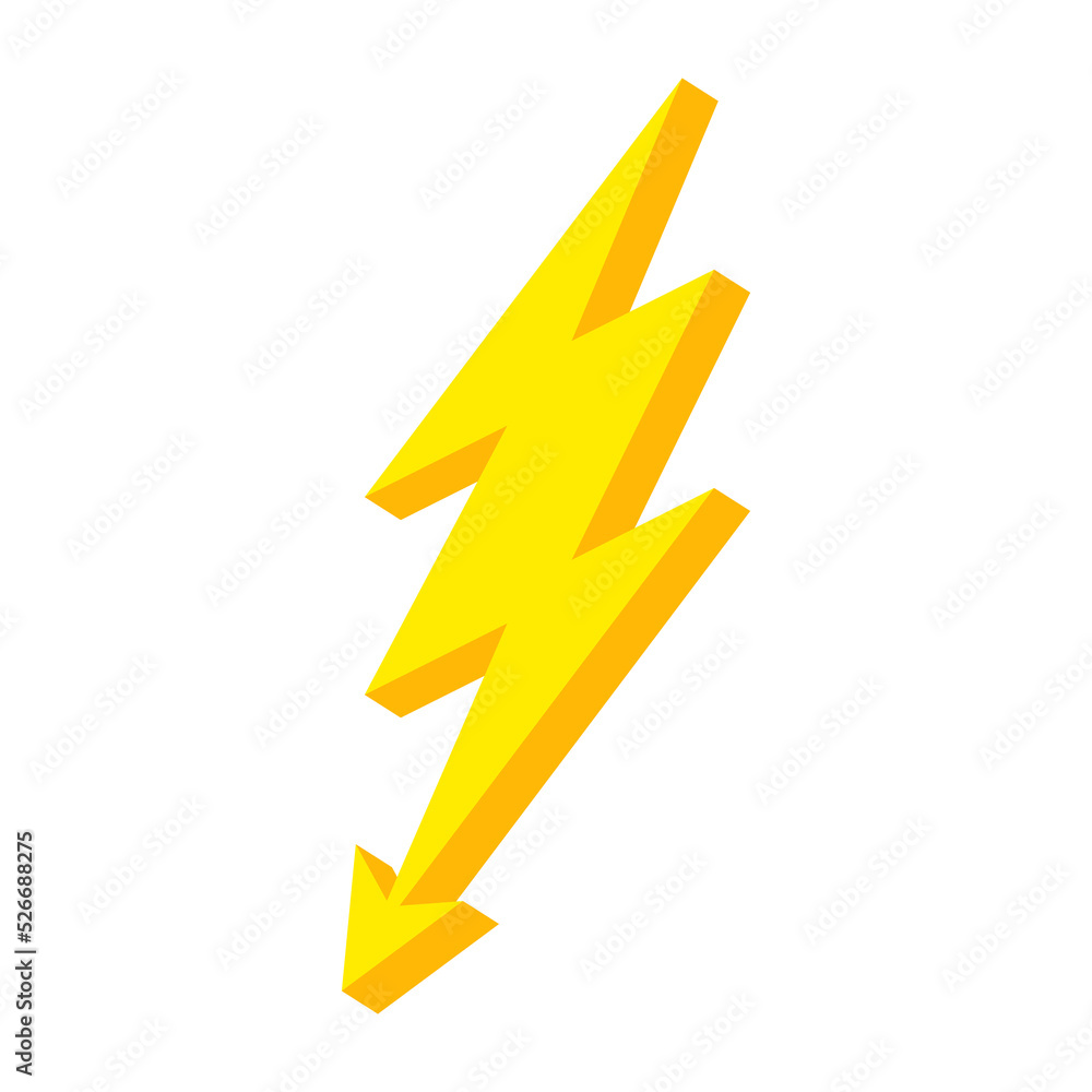 yellow lightning bolt flash and thunder icon cartoon style isolated on white background. yellow lightning bolt flash and thunder icon cartoon style isolated on white background.