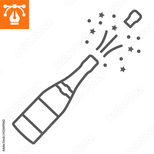 Champagne bottle line icon, outline style icon for web site or mobile app, drink and alcohol, champaign vector icon, simple vector illustration, vector graphics with editable strokes.