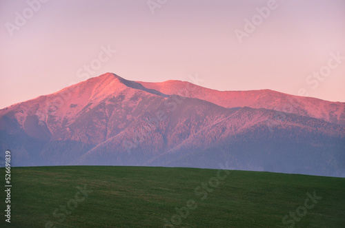 View to Baranec mountain during sunset. photo