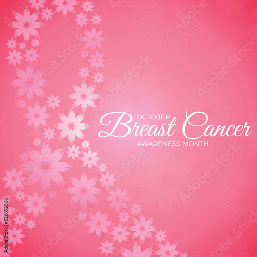 Breast cancer symbol with flowers