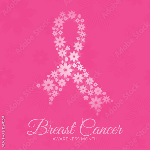 Breast cancer symbol with flowers