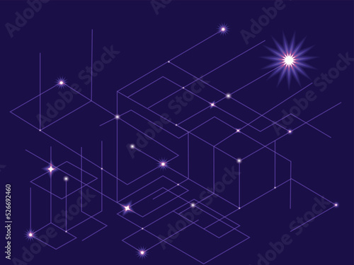 technology background abstract lines, dots, circle and isometric lines with white glowing light digital business marketing connection technology background and big data concept network, graphic vector