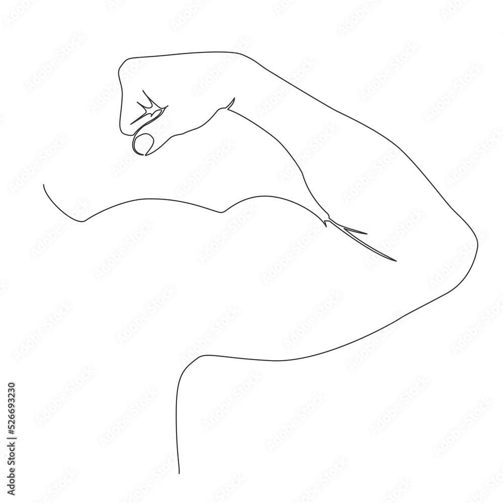 single line drawing of strong arm muscle flexing, line art vector illustration single line drawing of strong arm muscle flexing, line art vector illustration