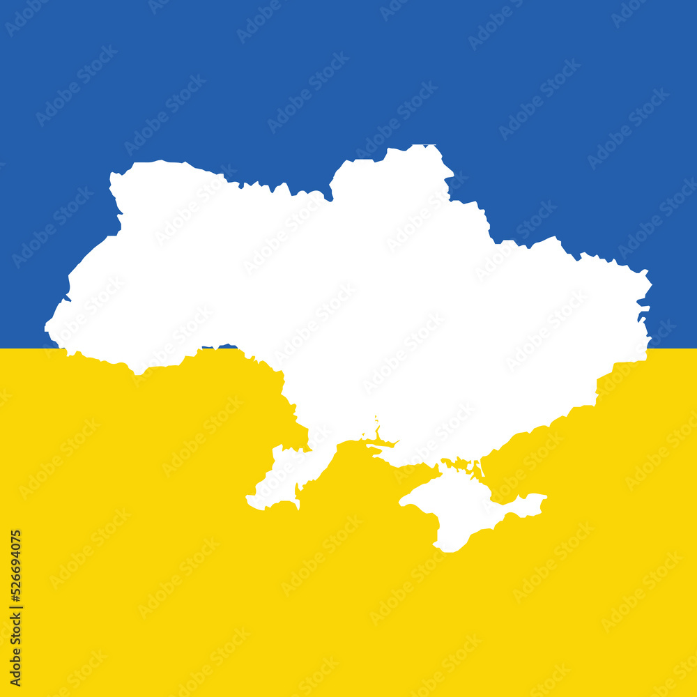 Vector Illustration of the Ukraine Flag Incorporated with the white Map of Ukraine