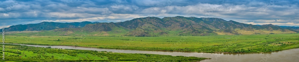 View of the Selenga River from Mount Omulevaya near the city of Ulan-Ude, Republic of Buryatia, Russia. View of the Selenga River from Mount Omulevaya near the city of Ulan-Ude, Republic of Buryatia, Russia.