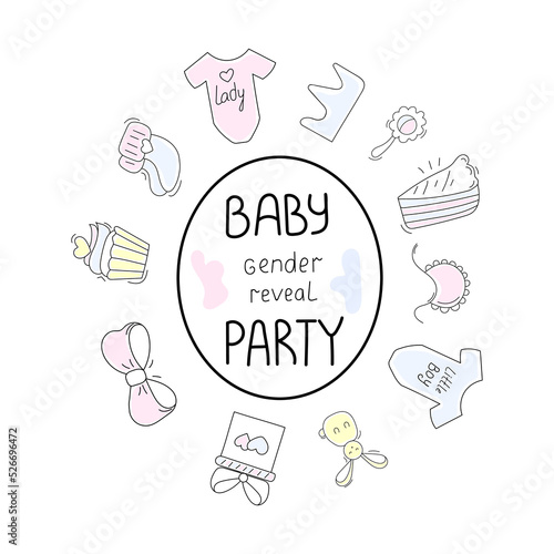 set of baby gender reveal party