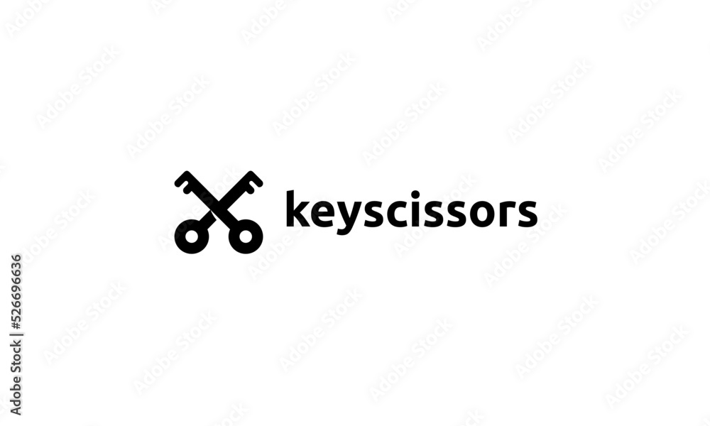 Key and Scissors Vector Logo Design Key and Scissors Vector Logo Design
