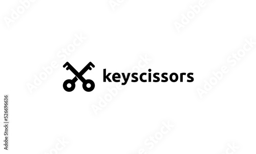 Key and Scissors Vector Logo Design