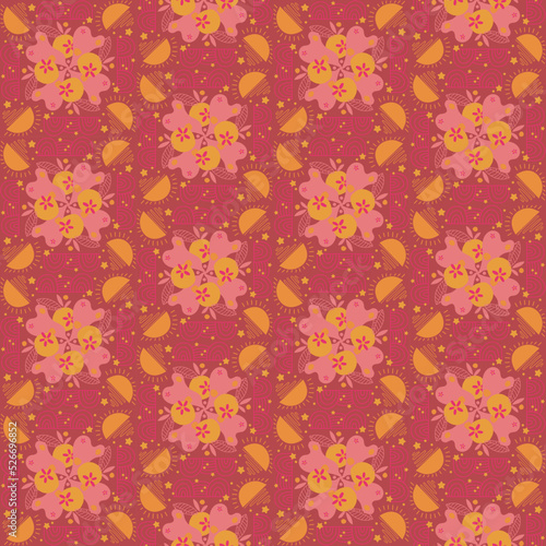 Orange Leaves Seamless Pattern Background Garden Nature Plant Art  © 怡如 陳