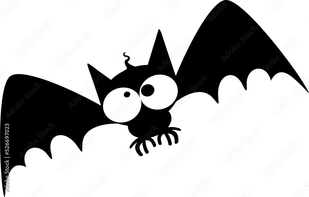 Obraz premium Bat Cute and Funny Halloween Cartoon Character Black and White isolated - 2