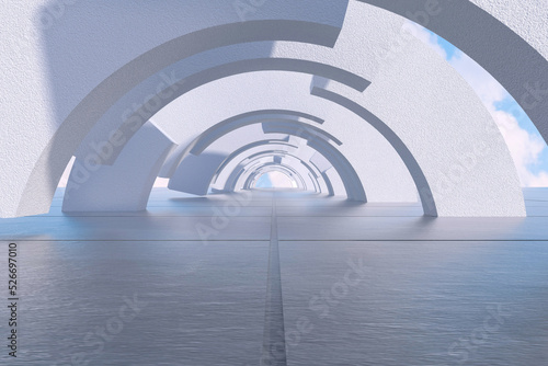 Fototapeta Naklejka Na Ścianę i Meble -  3D rendering cyberpunk tunnel