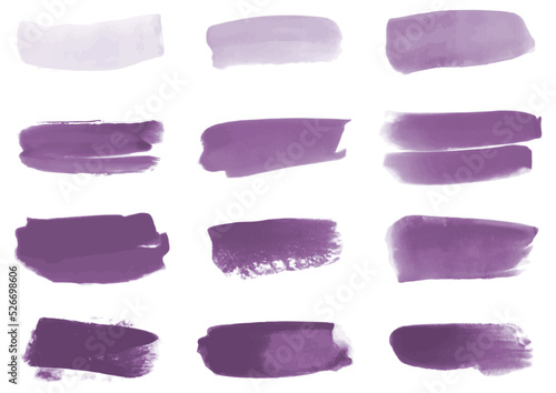 Set of purple watercolor brush stroke