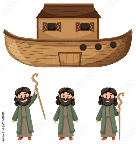 Noahs Ark and cartoon character set